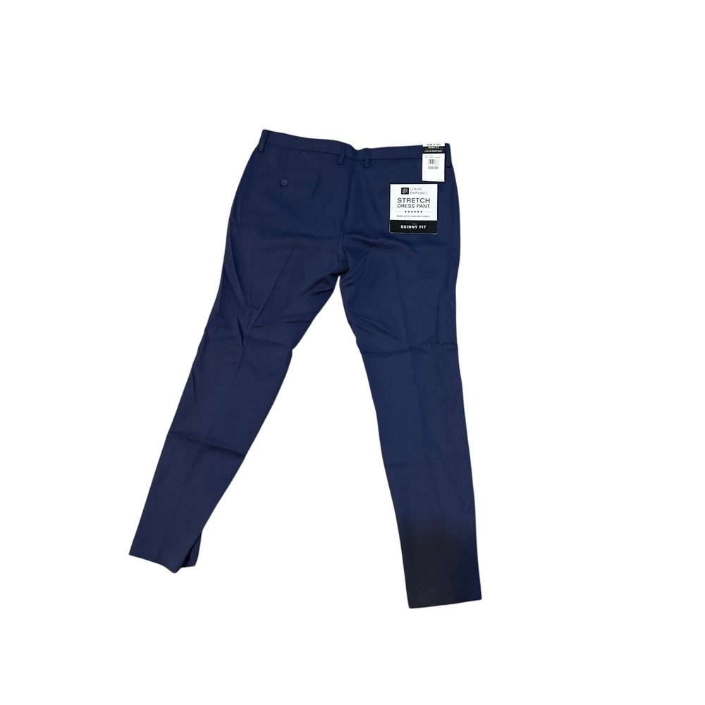 NWT Louis Raphael Men Midnight Blue Stretch Dress Pants Skinny Fit 36x30